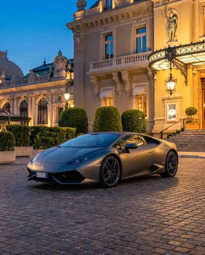 Automotive campaign image without a shoot: supercar at Monte Carlo at dusk