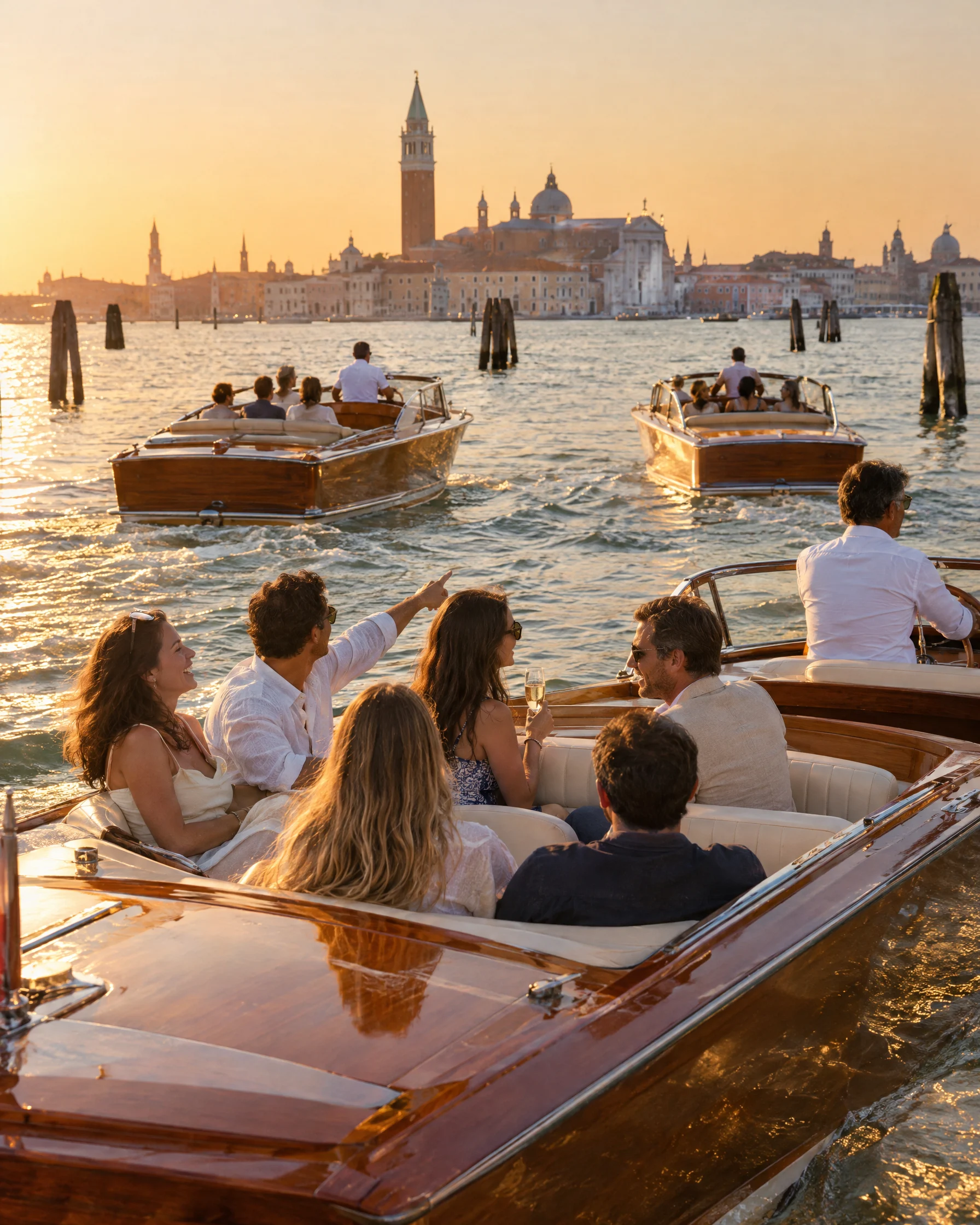 Ospiti in motoscafo nella laguna di Venezia